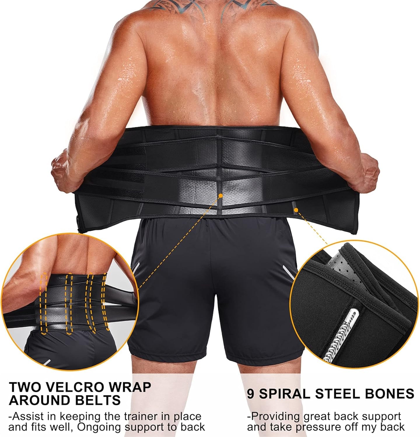 Waist Trainer for Men Lower Belly Fat Waist Sweat Belt for Belly Burner Workout Trimmer Tummy Control Shapewear (Black, X-Large)