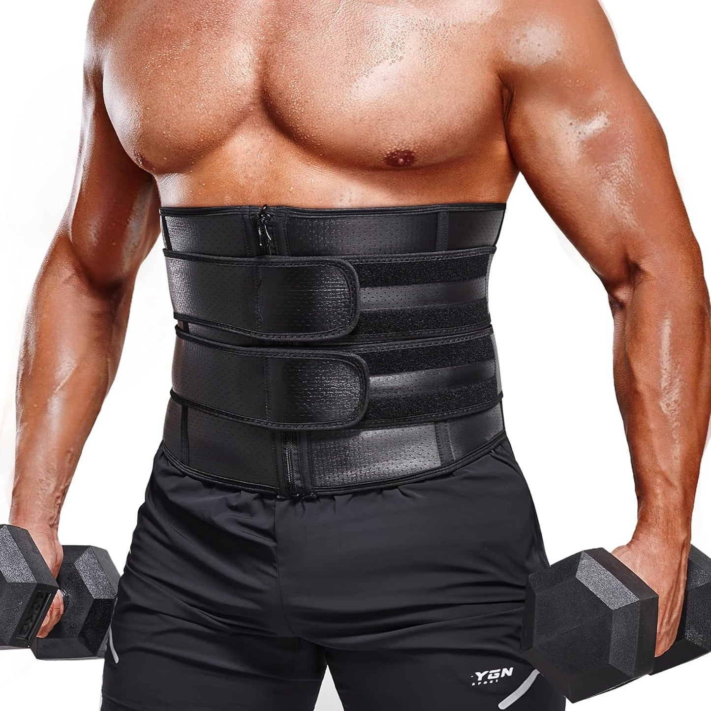 Waist Trainer for Men Lower Belly Fat Waist Sweat Belt for Belly Burner Workout Trimmer Tummy Control Shapewear (Black, X-Large)