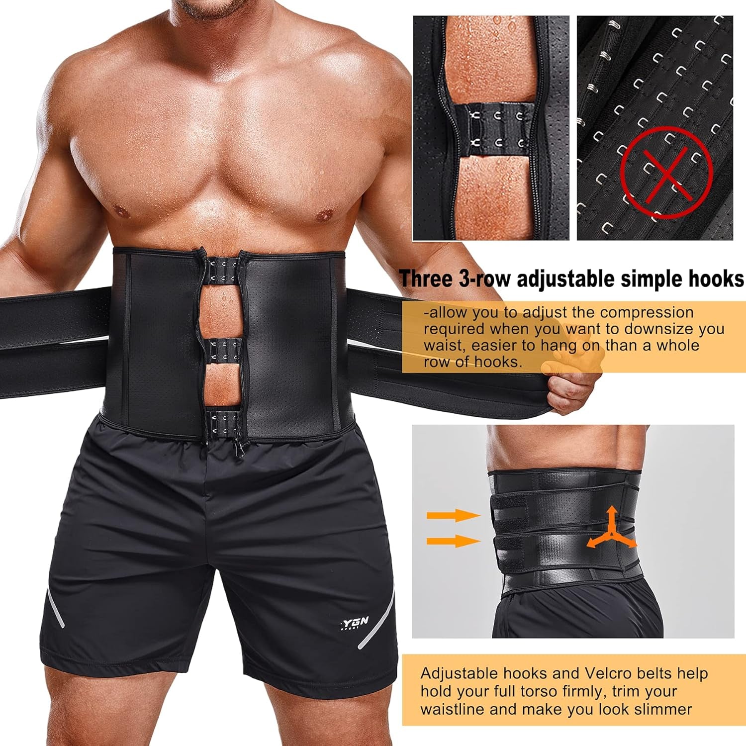 Waist Trainer for Men Lower Belly Fat Waist Sweat Belt for Belly Burner Workout Trimmer Tummy Control Shapewear (Black, X-Large)